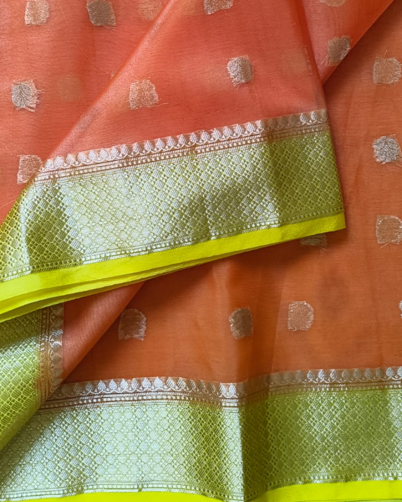 Orange Banarasi Semi Organza