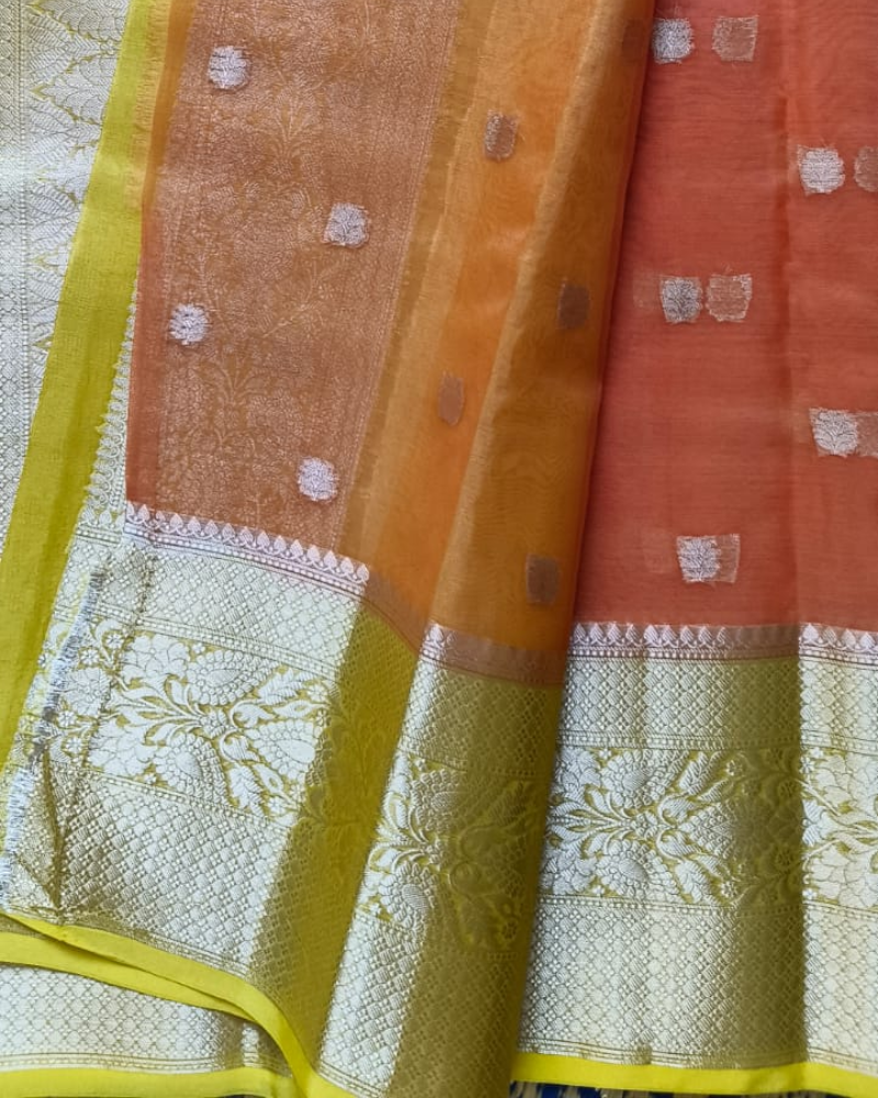 Orange Banarasi Semi Organza