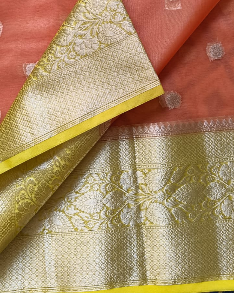 Orange Banarasi Semi Organza