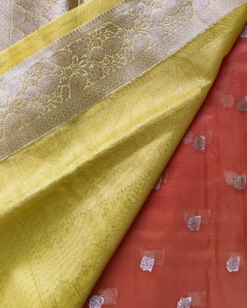 Orange Banarasi Semi Organza