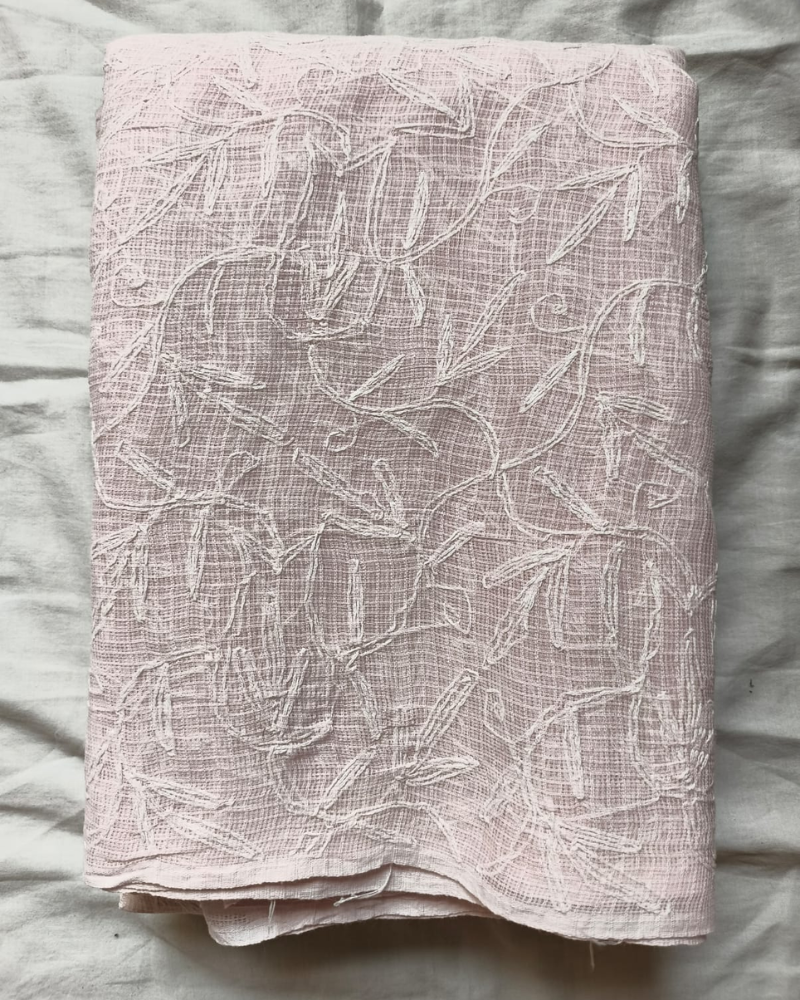 Pastel Pink Chikankari Kota Cotton