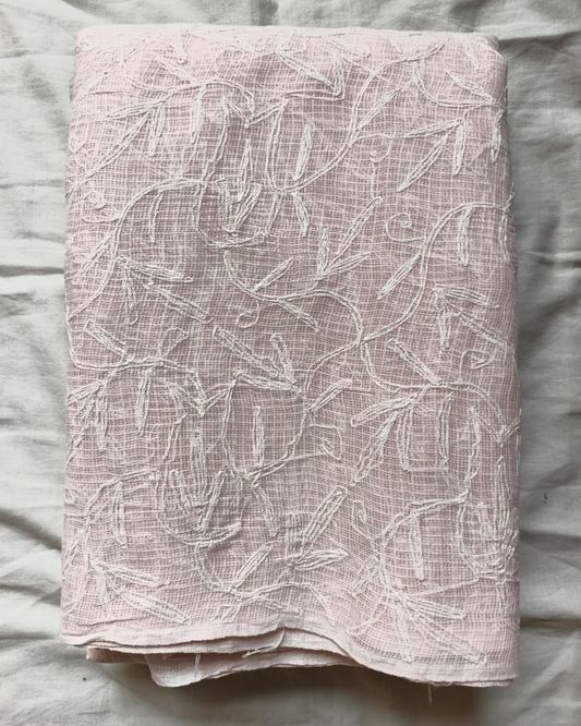 Pastel Pink Chikankari Kota Cotton