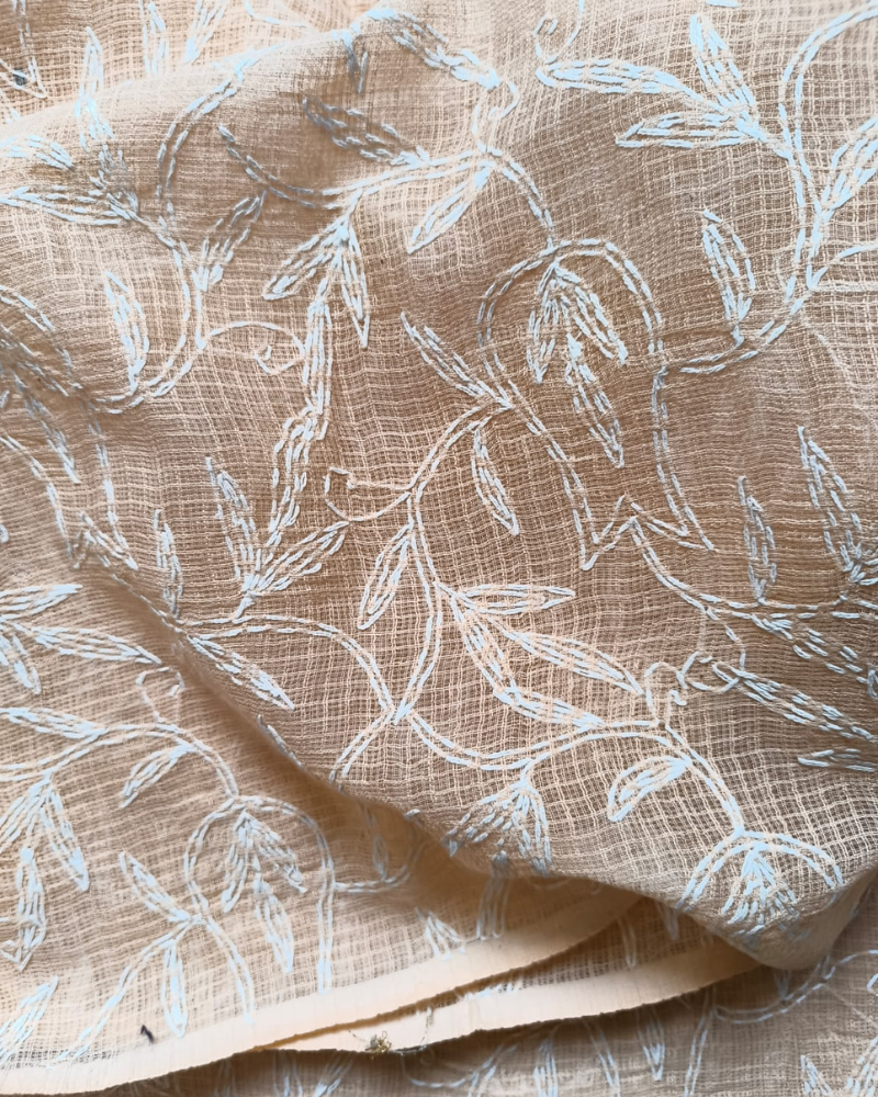 Pastel Pink Chikankari Kota Cotton