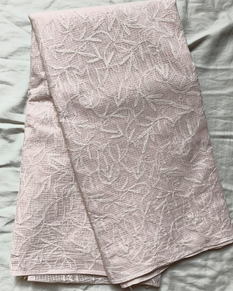 Pastel Pink Chikankari Kota Cotton