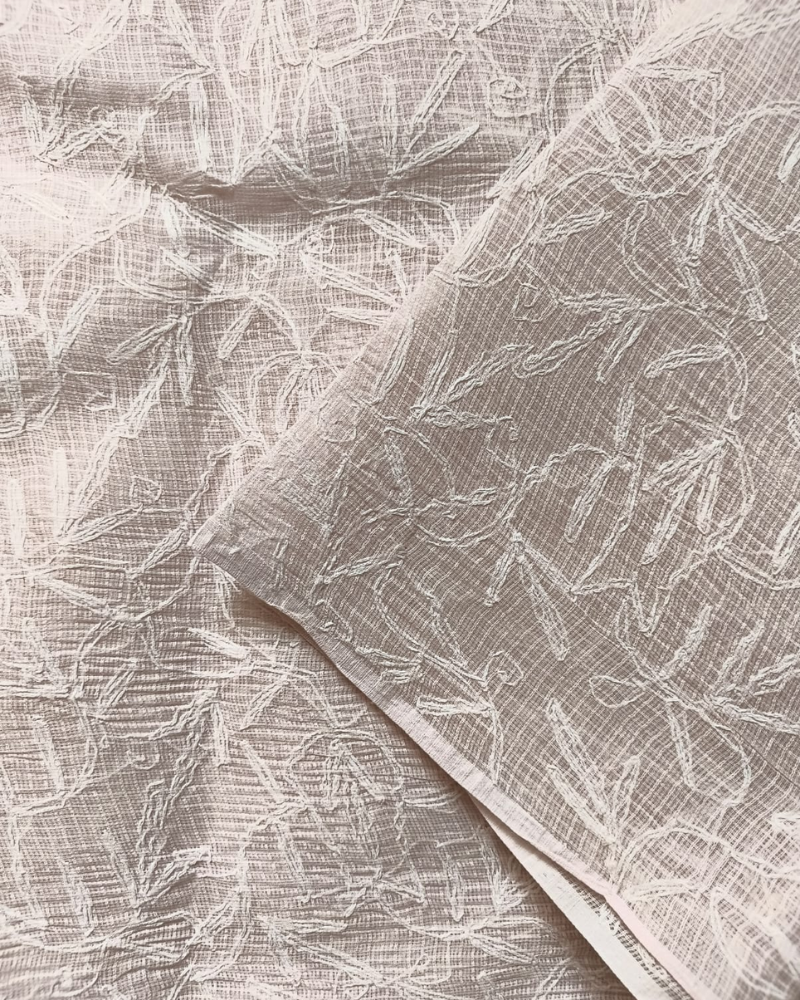 Pastel Pink Chikankari Kota Cotton