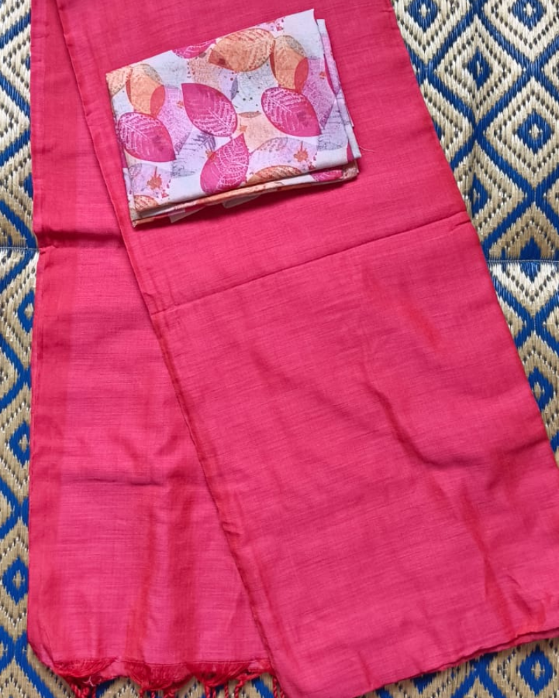 Pink Handloom Khadi Cotton