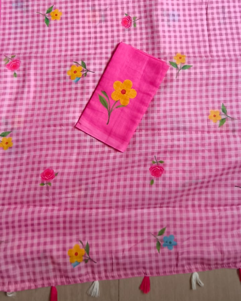 Pink Linen Checkered