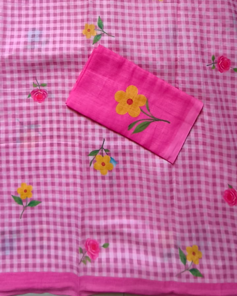 Pink Linen Checkered