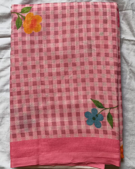 Pink Linen Checkered