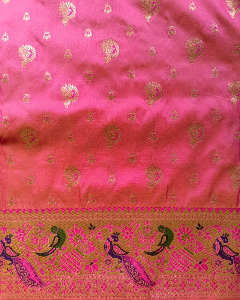 Pink Orange Art silk saree