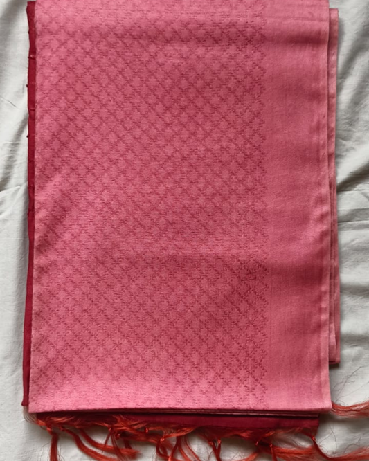 Pink & Red Bhagalpur Blended Silk with Cotton
