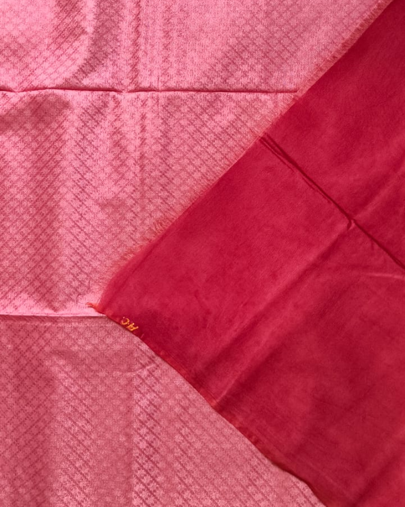 Pink & Red Bhagalpur Blended Silk with Cotton