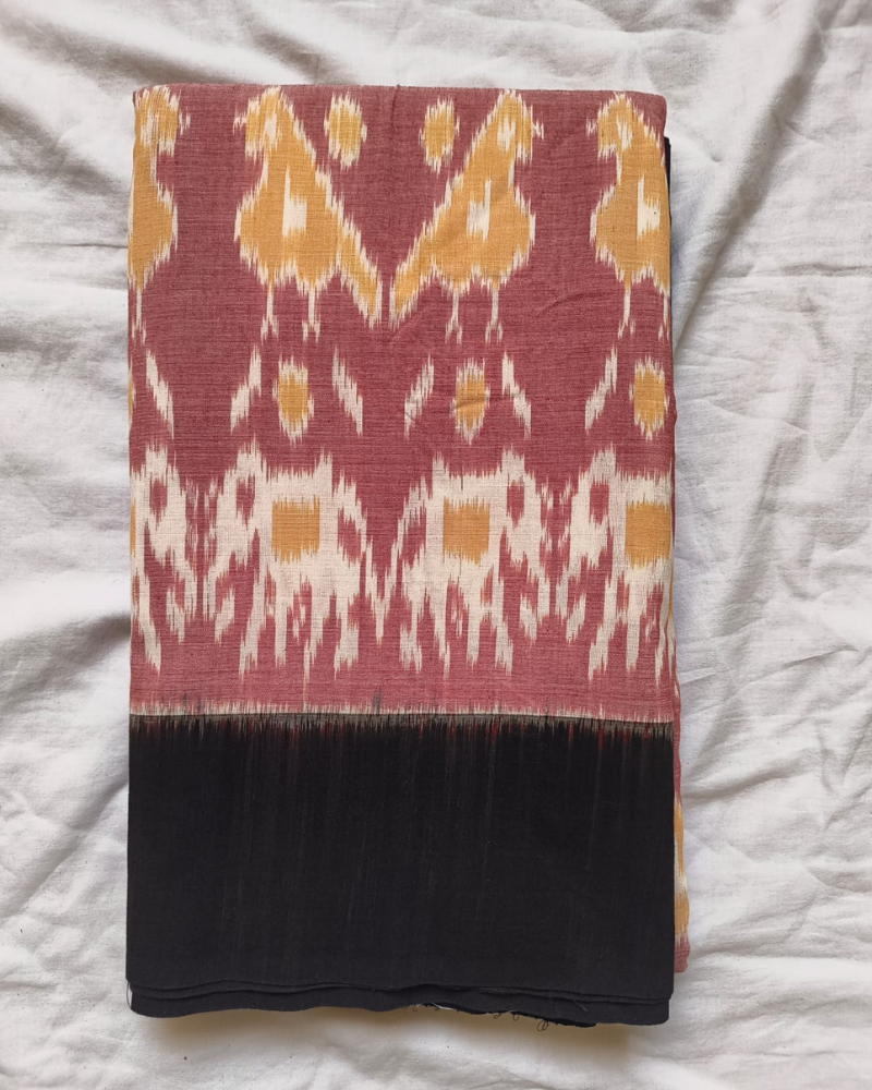 Brick Red Ikkat Handloom Cotton