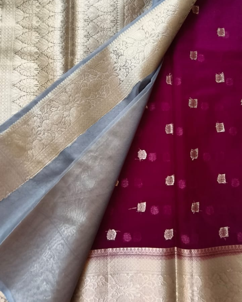 Megenta Banarasi Semi Organza