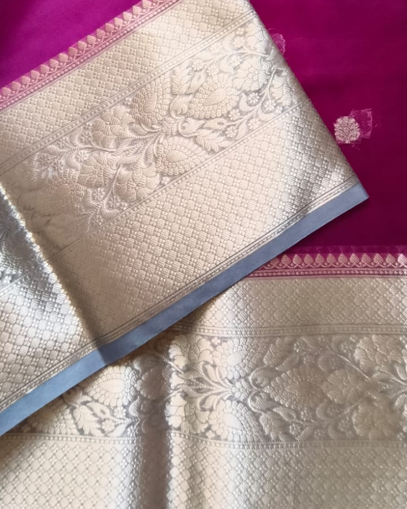 Megenta Banarasi Semi Organza