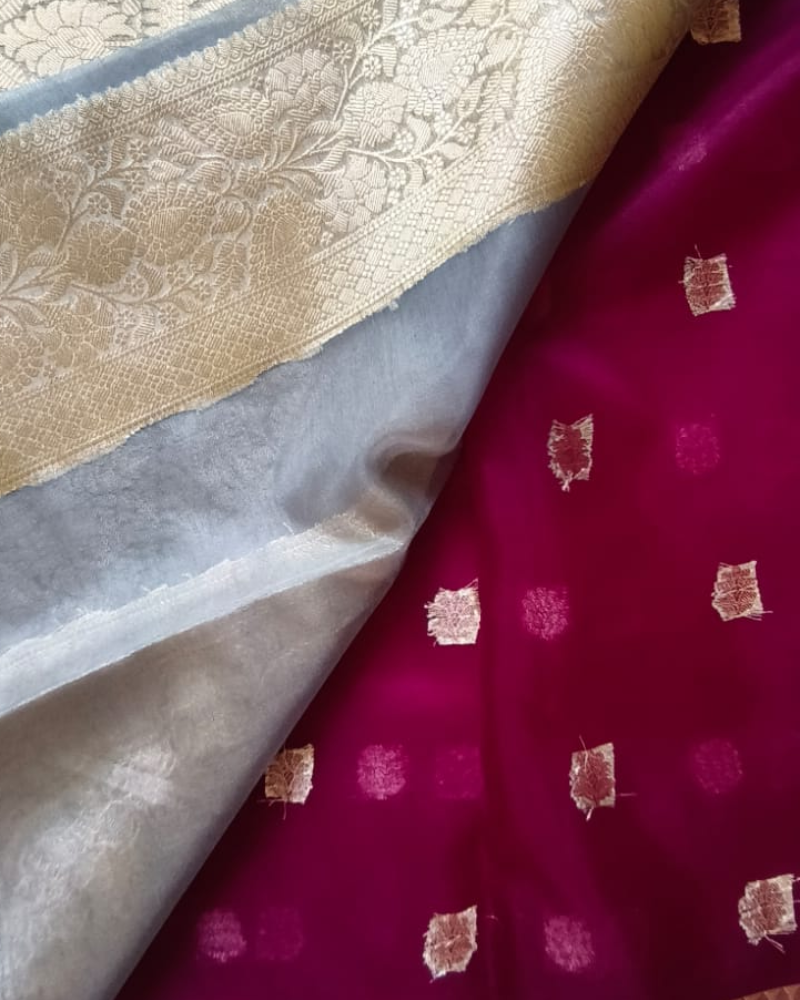 Megenta Banarasi Semi Organza