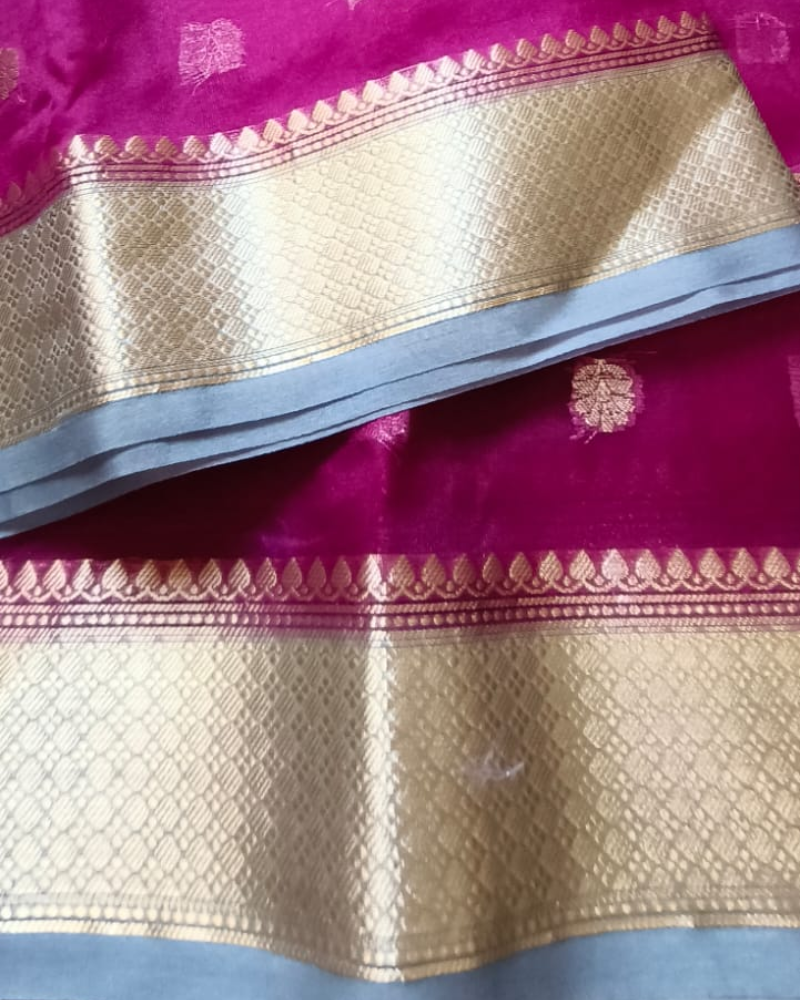 Megenta Banarasi Semi Organza