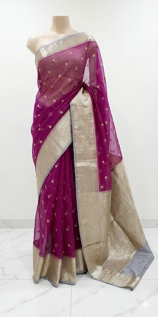 Megenta Banarasi Semi Organza