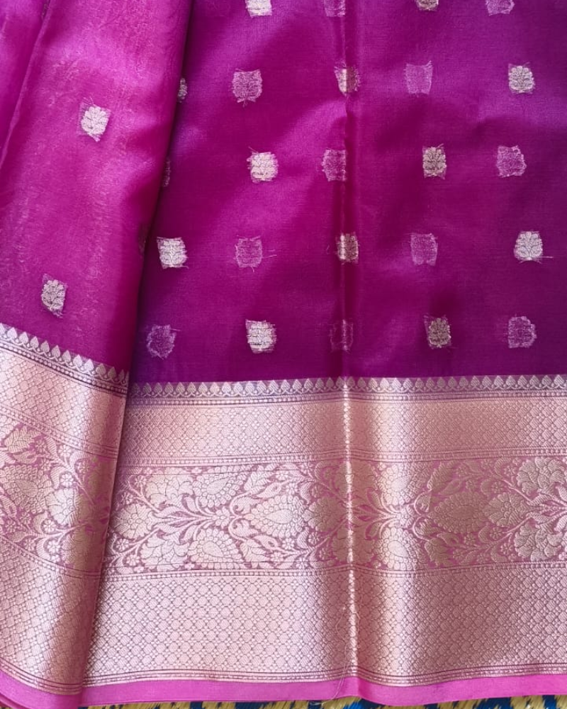 Purple Banarasi Semi Organza