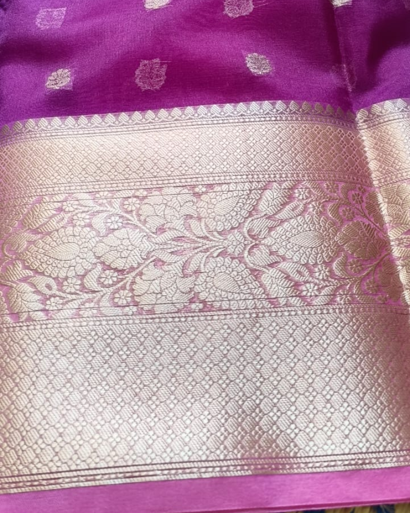 Purple Banarasi Semi Organza
