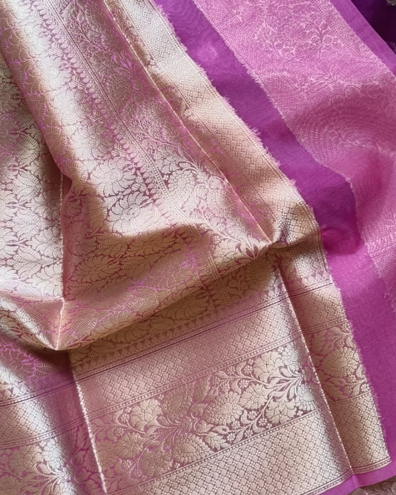 Purple Banarasi Semi Organza