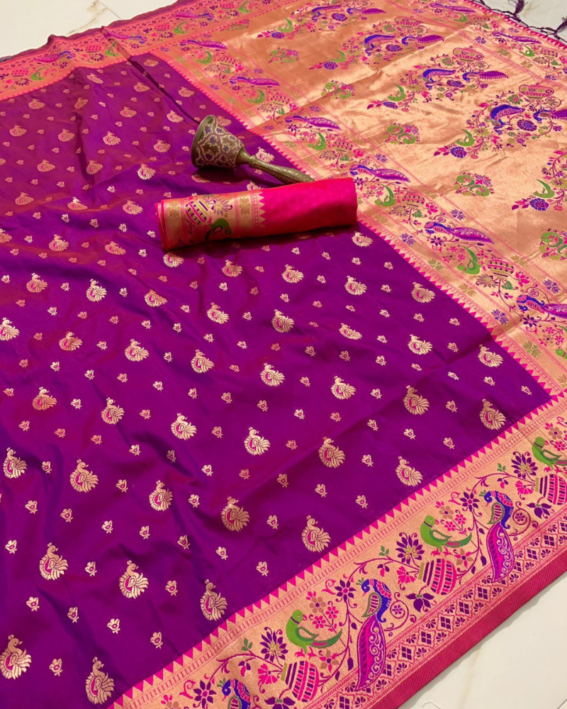 Purple & Pink Soft silk saree