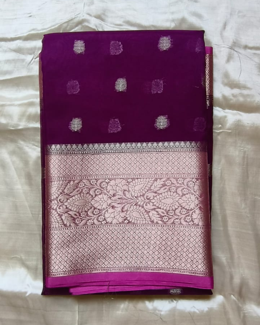 Purple Banarasi Semi Organza