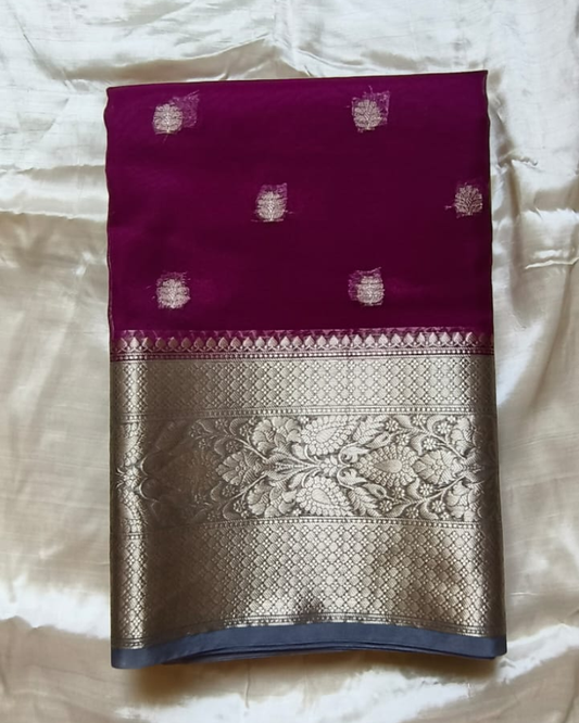 Megenta Banarasi Semi Organza