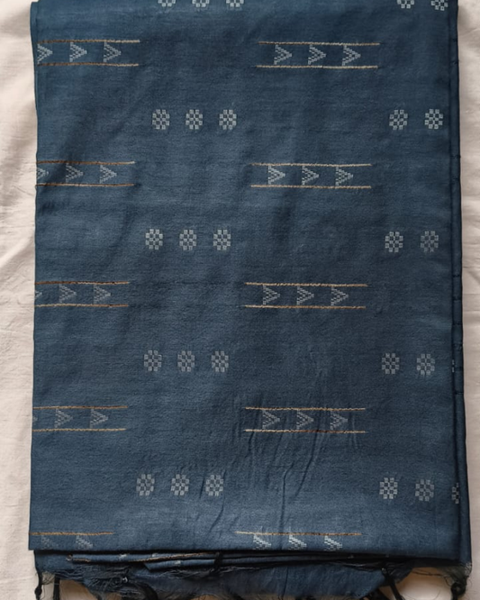 Rama Blue Bhagalpur Blended Silk with Cotton