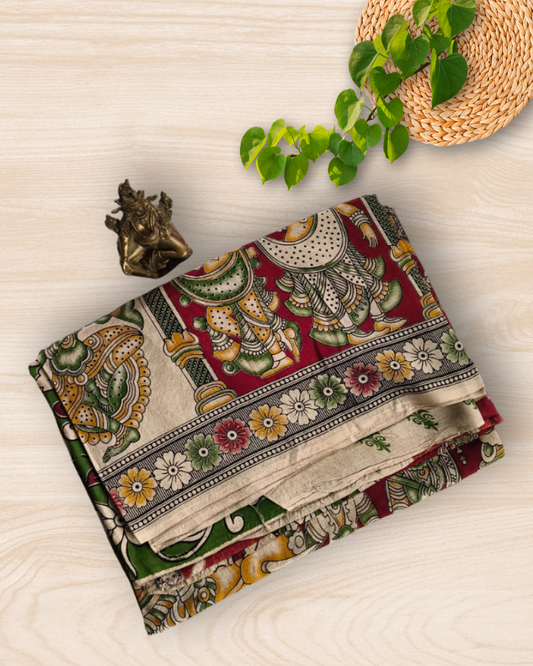 Red Kalamkari Chennur silk