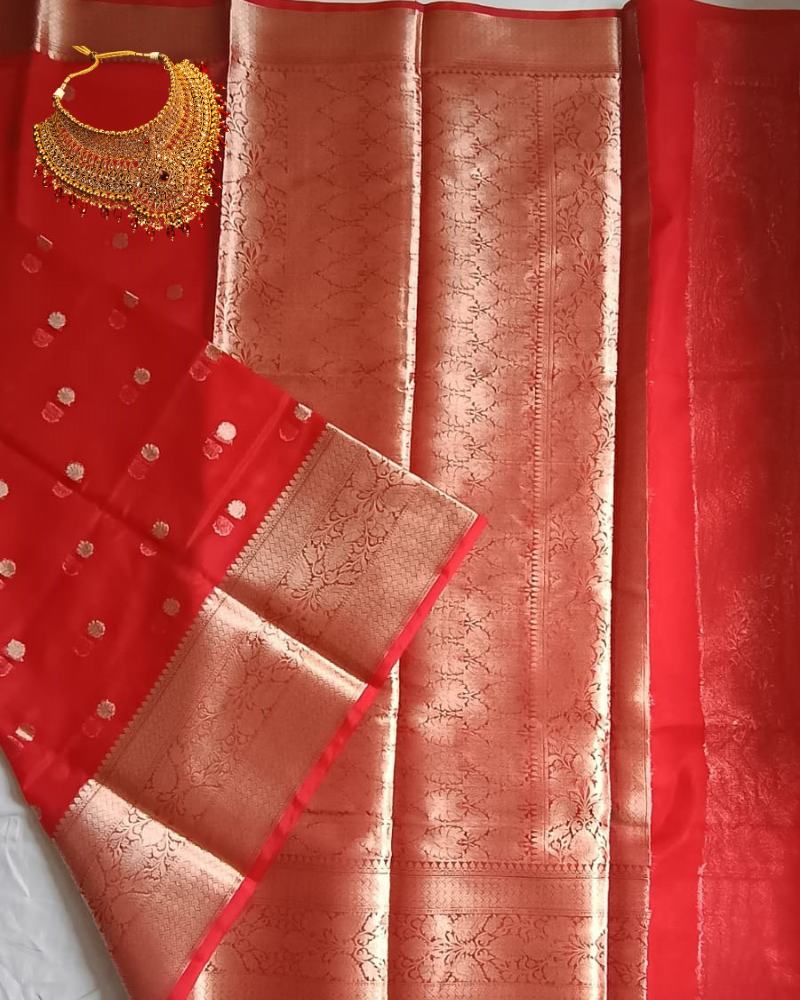 Red Banarasi Semi Organza