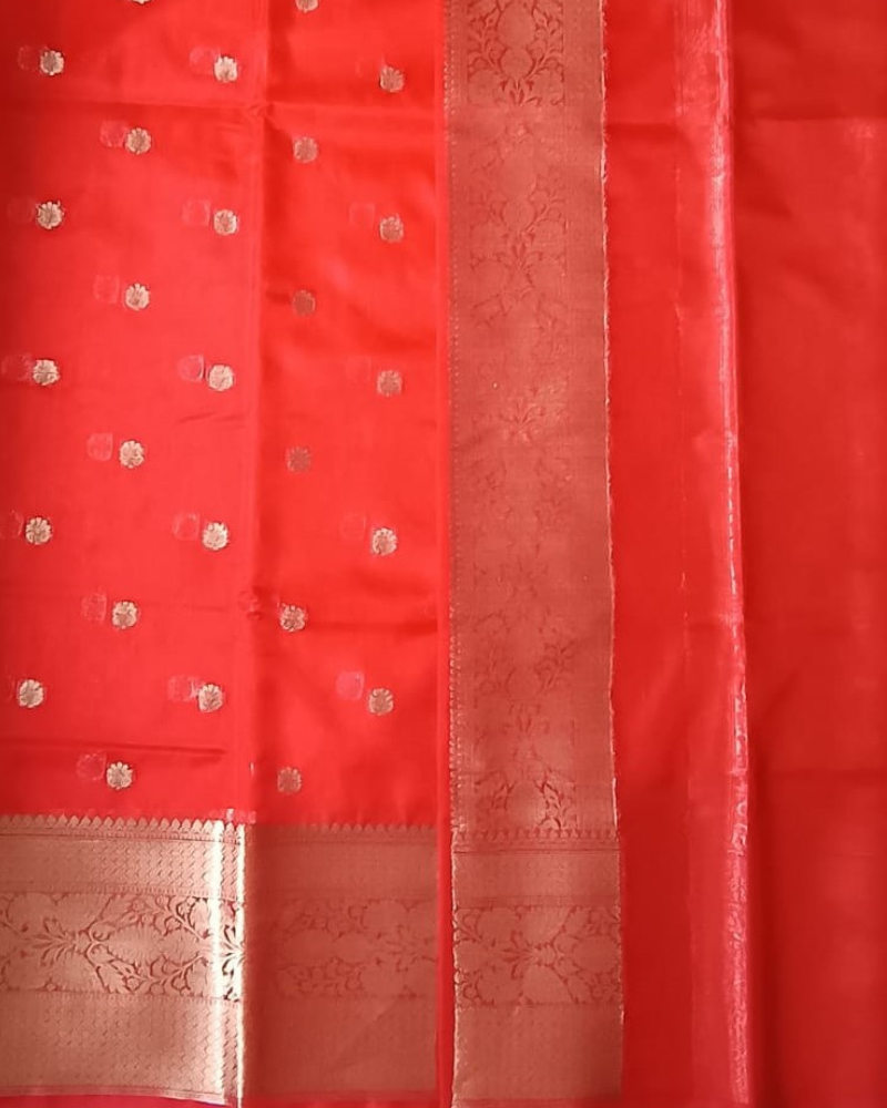 Red Banarasi Semi Organza