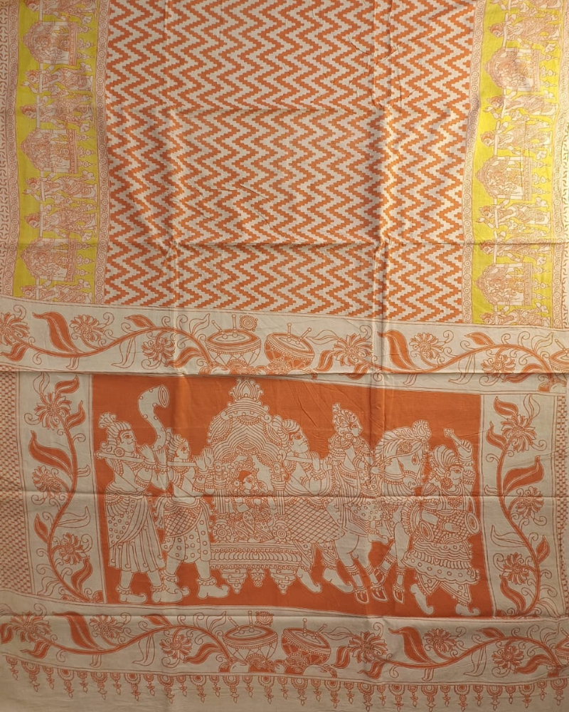 Red Mangalgiri Cotton Saree