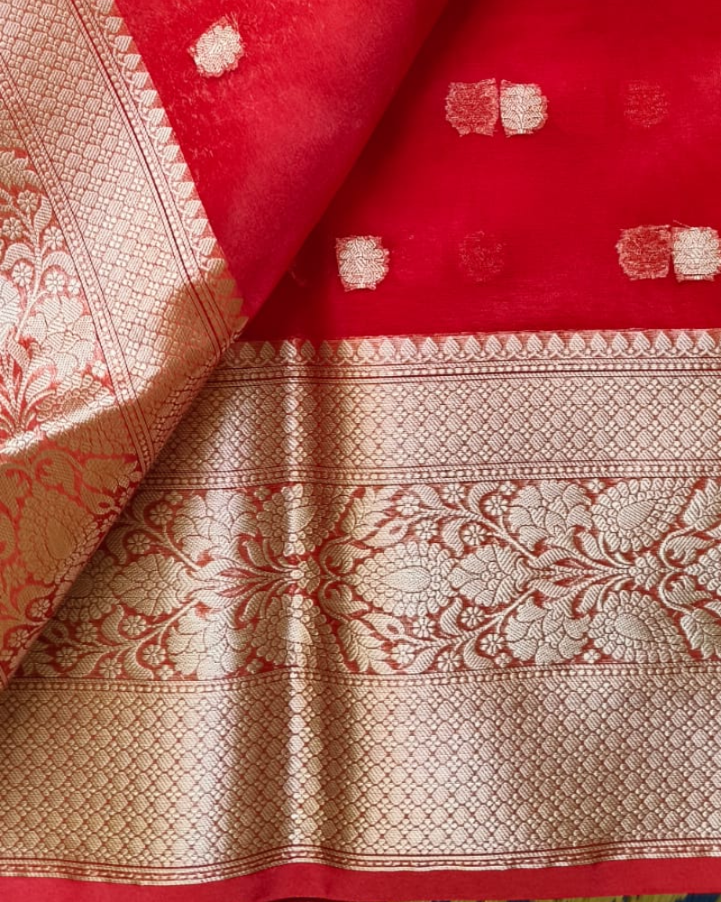 Red Banarasi Semi Organza