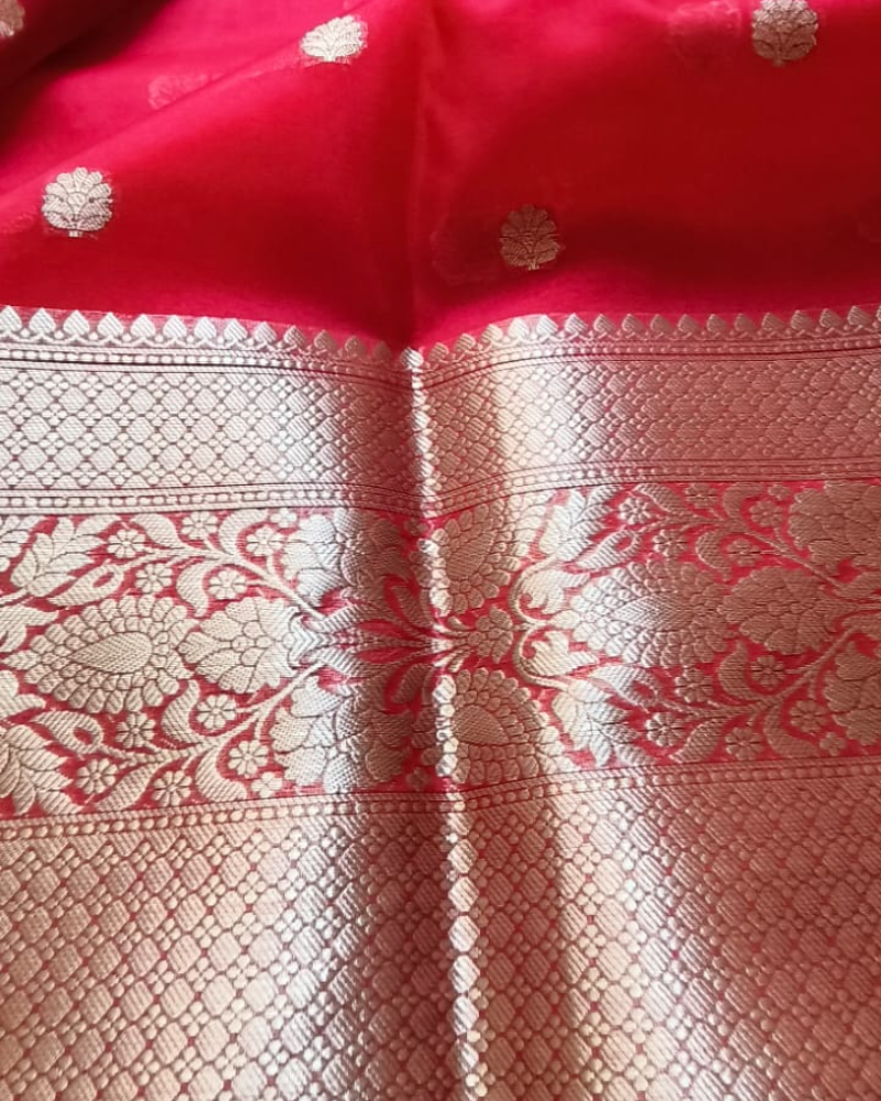 Red Banarasi Semi Organza