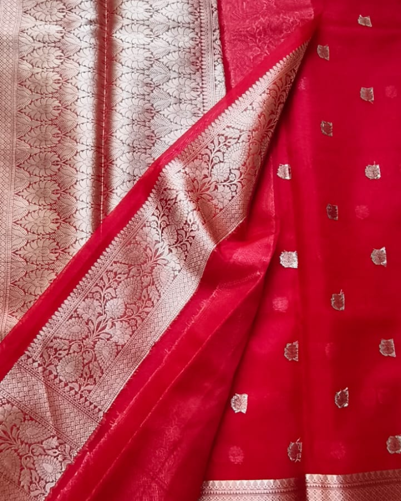 Red Banarasi Semi Organza