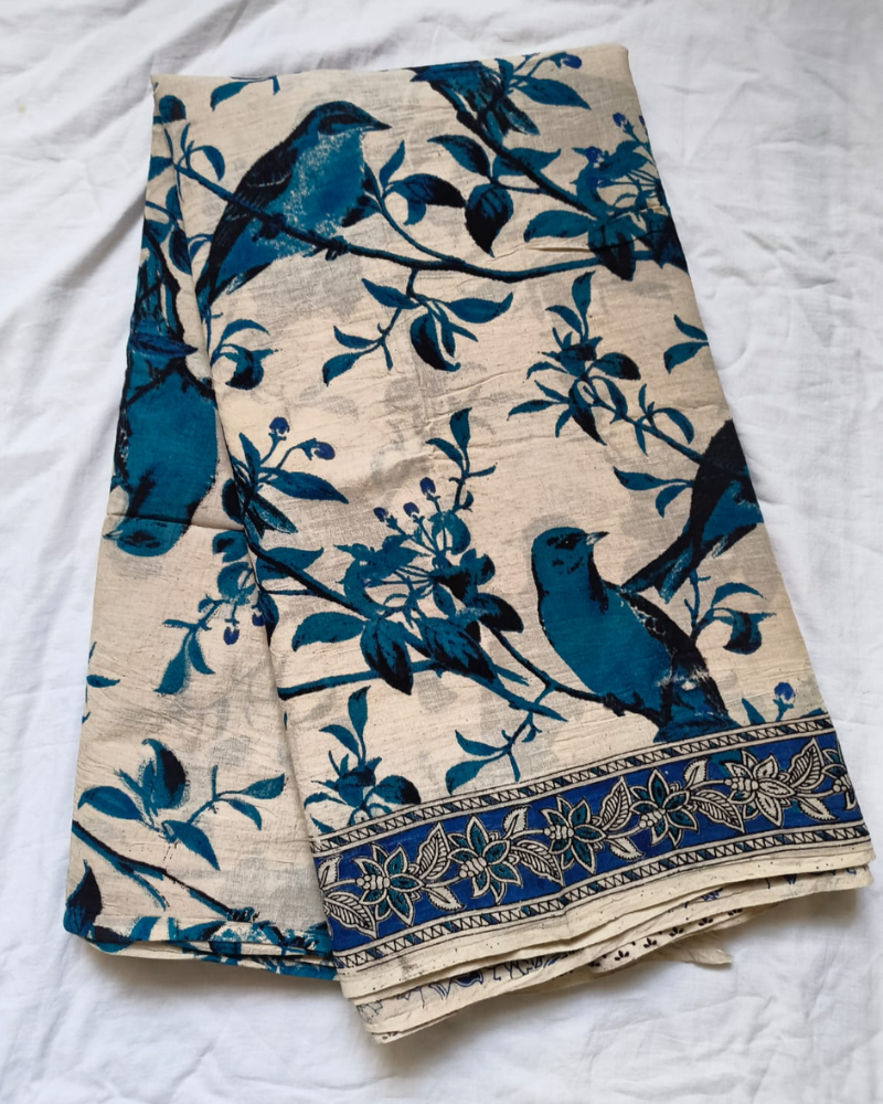 White and Blue Mul Cotton