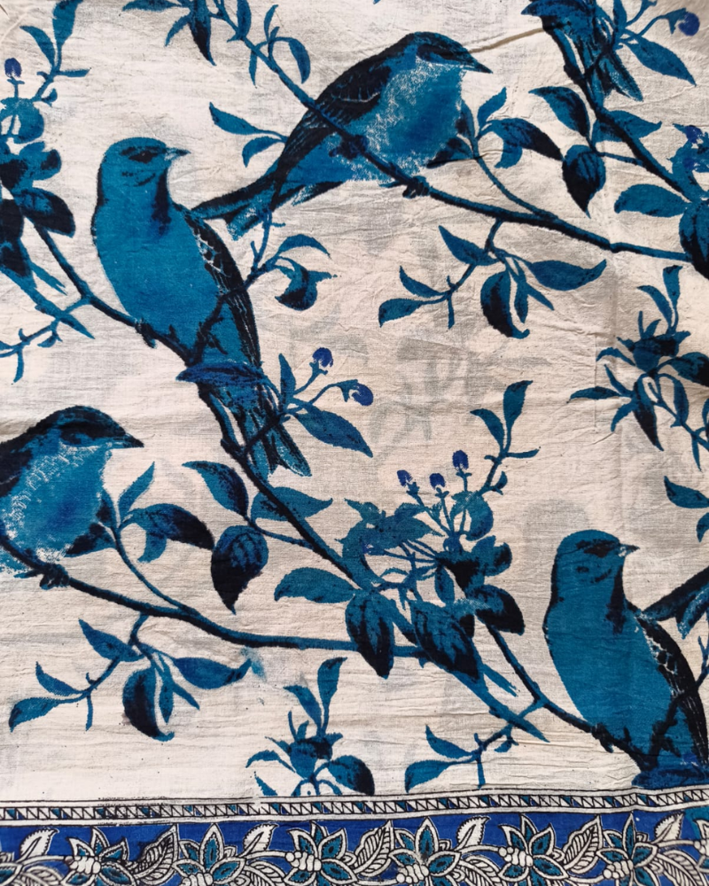 White and Blue Mul Cotton