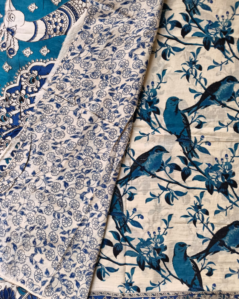 White and Blue Mul Cotton