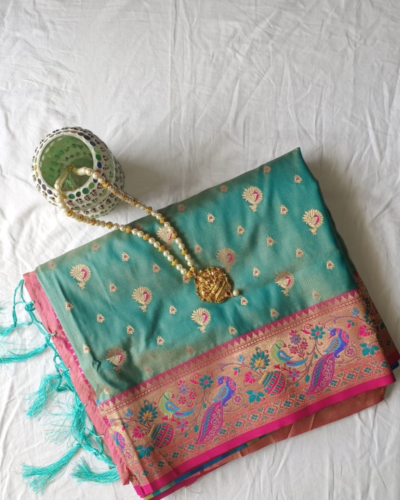 Teal Color Soft Silk