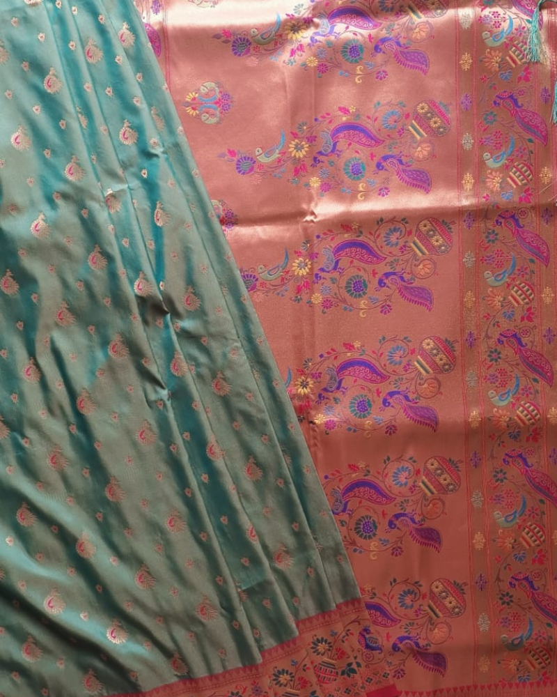 Teal Color Soft Silk