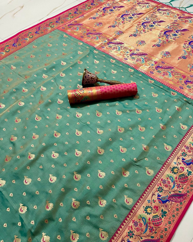 Teal Color Soft Silk