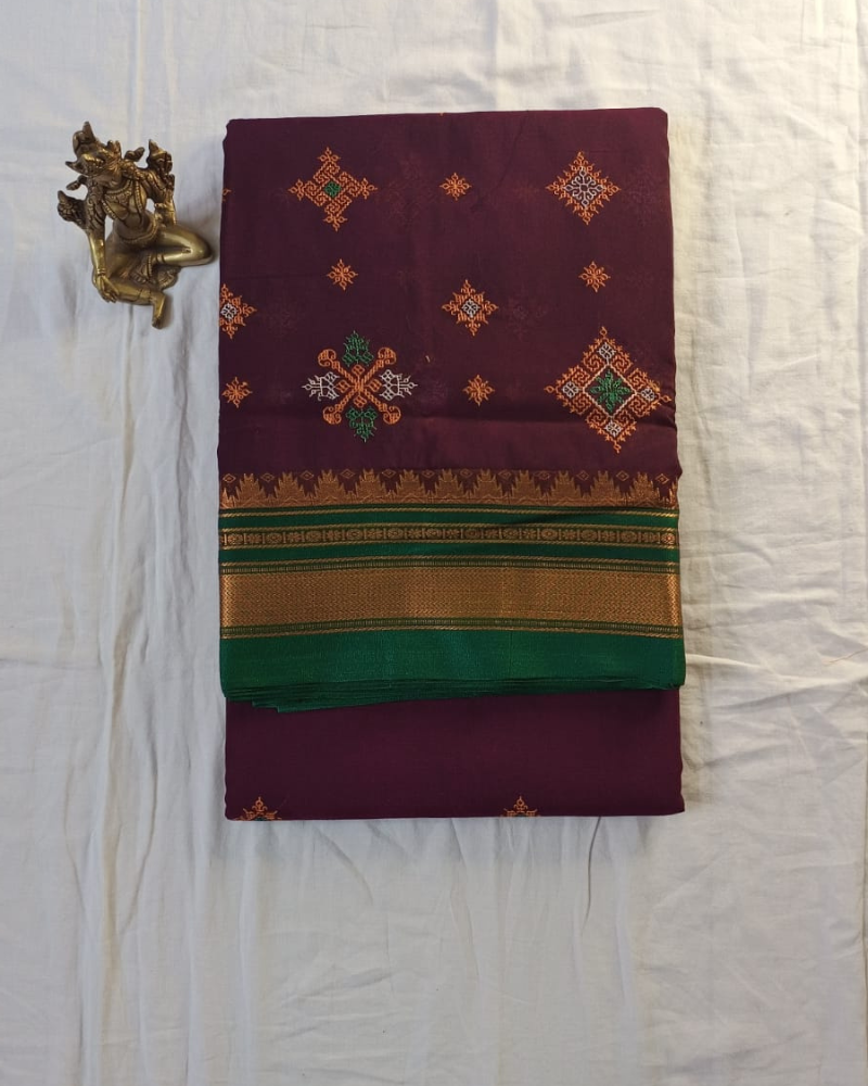 Wine Sico Ilkal Kasuti work saree