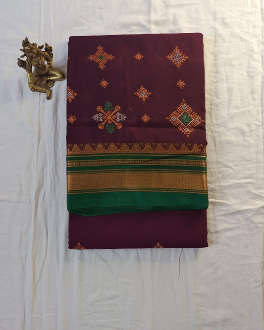 Wine Sico Ilkal Kasuti work saree