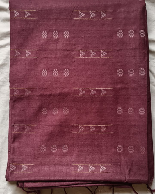 Wine Red Bhagalpur Blended Silk with Cotton
