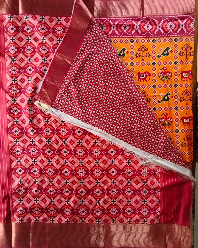 Yellow Patola Pattern Art silk Saree