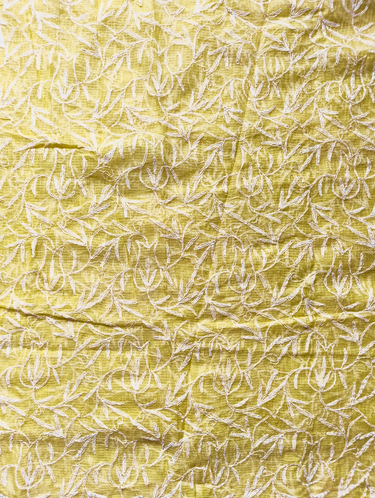 Pastel Yellow Chikankri Kota Cotton
