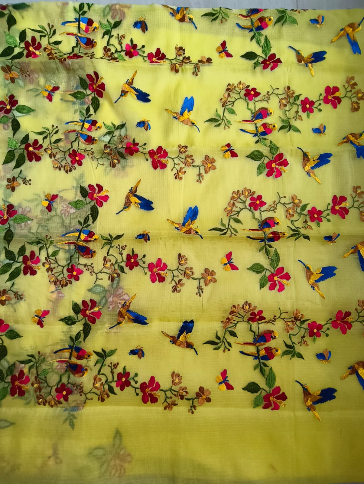 Yellow Embroidered Kota Saree