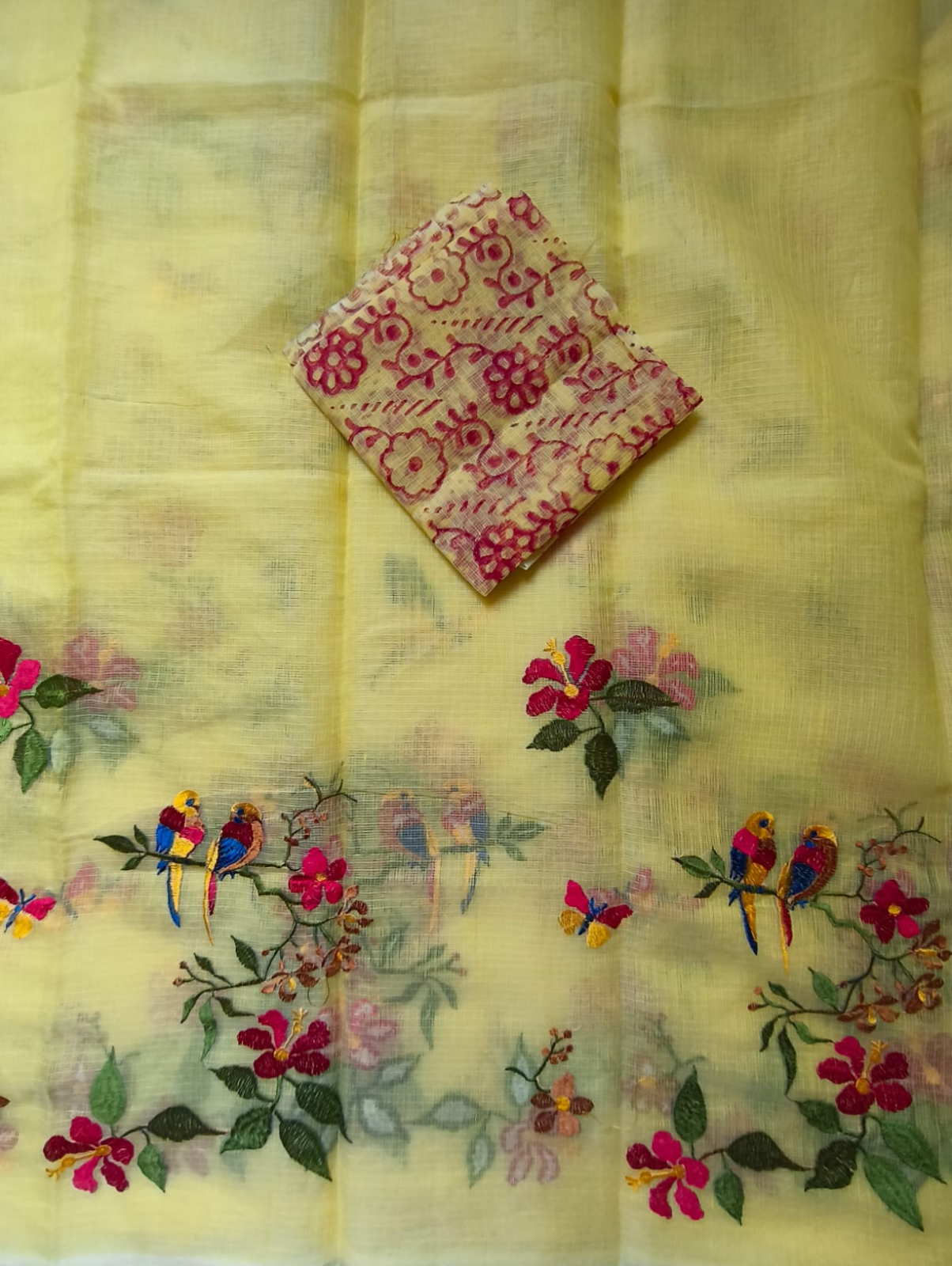 Yellow Embroidered Kota Saree