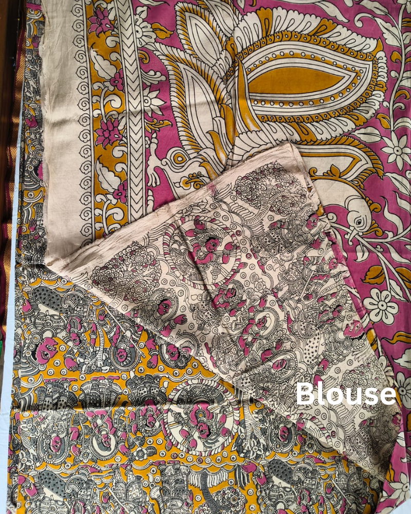 Yellow Kalamkari Chennur silk